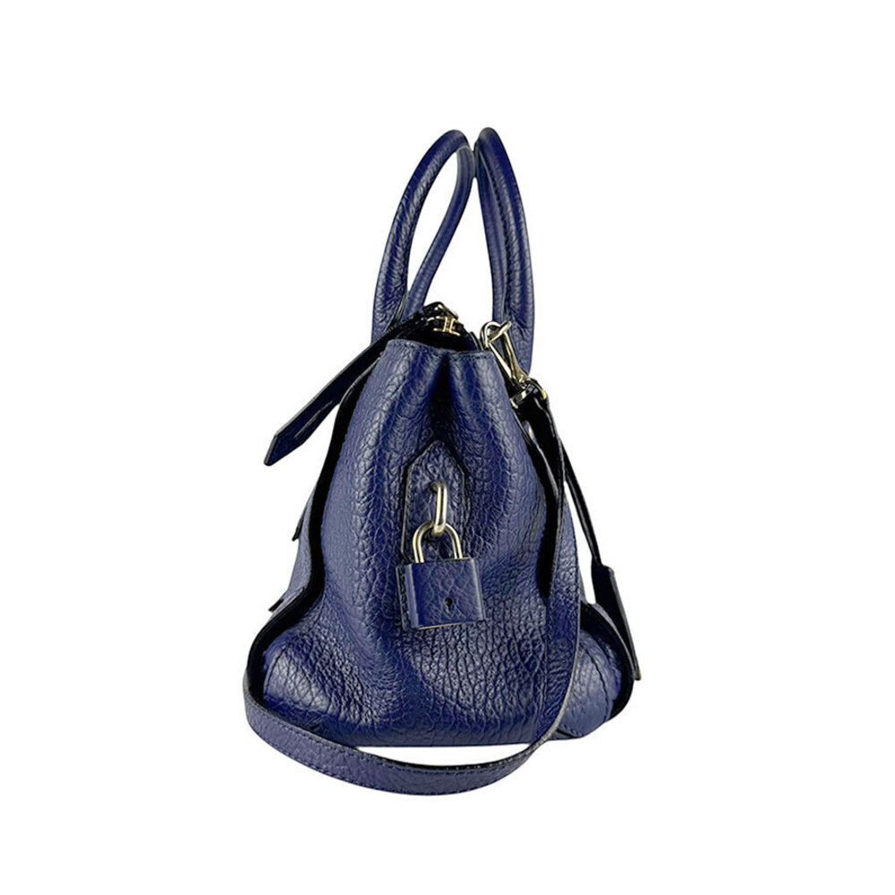 Burberry handbag shoulder bag Navy Blue leather - Picture 2 of 4
